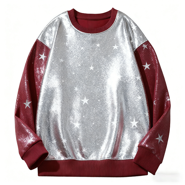 Long-sleeved sweatshirt, fashionable starry design, spring and autumn style, casual, comfortable, skin-friendly and tangible